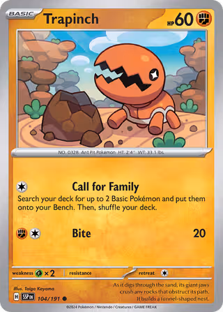 Trapinch 104/191 Pokemon card