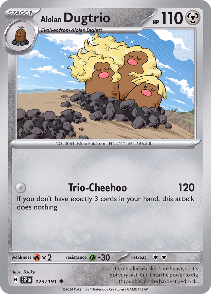 Alolan Dugtrio 123/191 Pokemon card