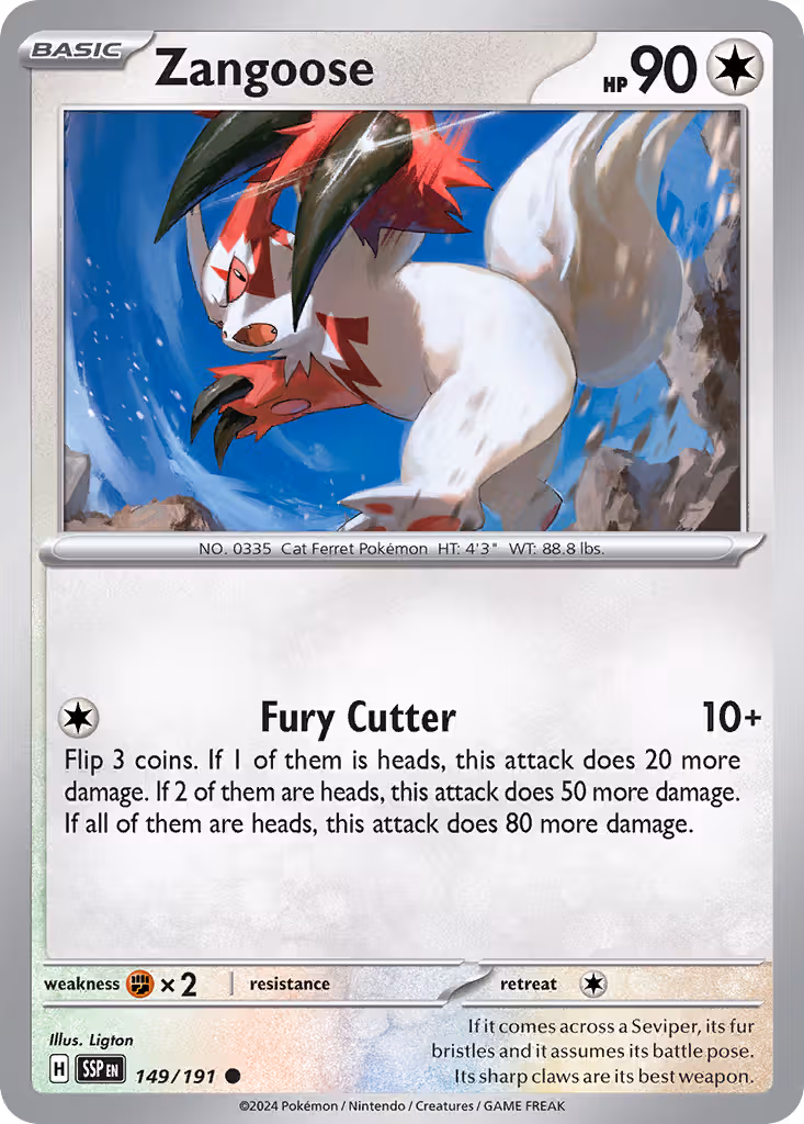 Zangoose 149/191 Pokemon card