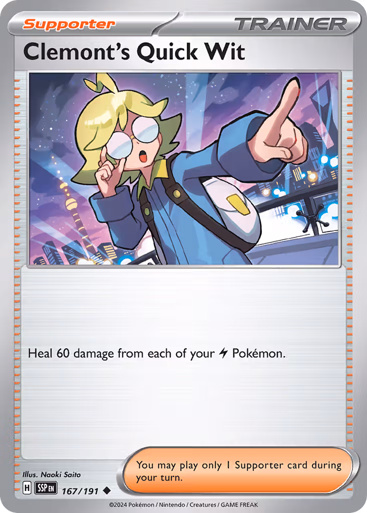 Clemont's Quick Wit 167/191 Pokemon card