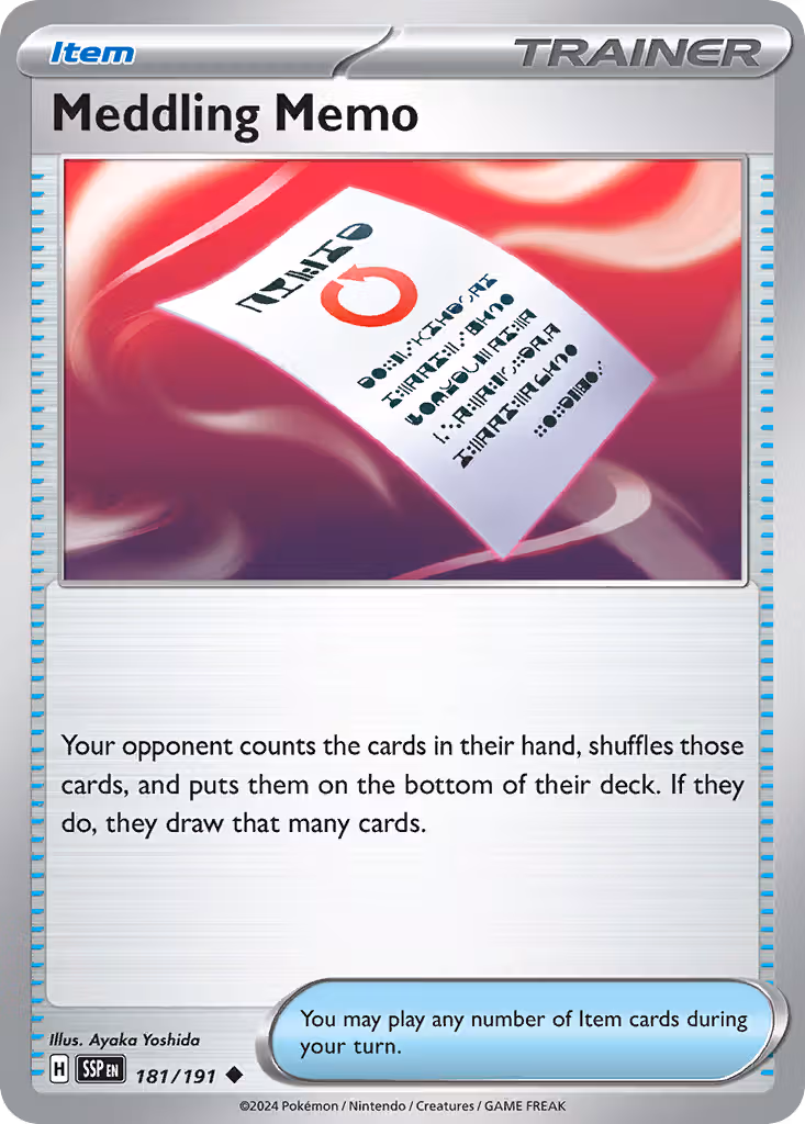 Meddling Memo 181/191 Pokemon card