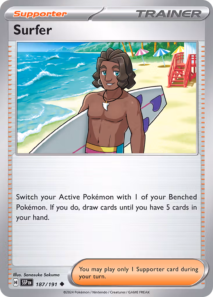 Surfer 187/191 Pokemon card
