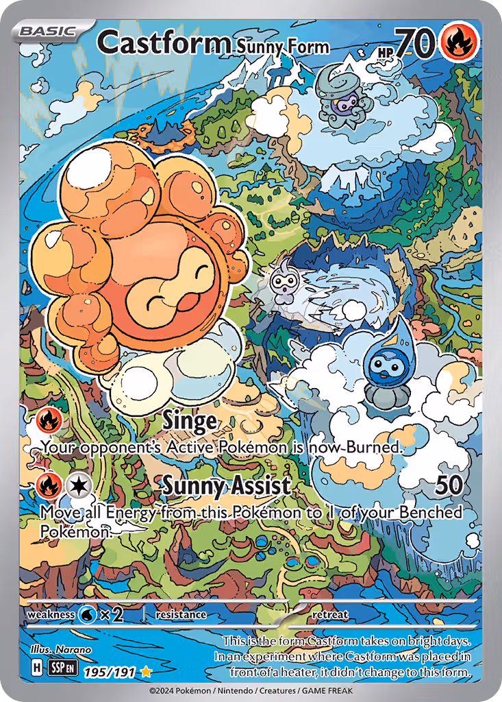 Castform Sunny Form 195/191 Pokemon card