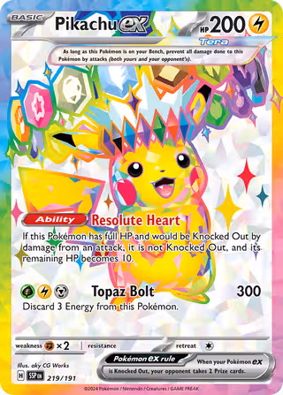 Pikachu ex 219/191 Pokemon card