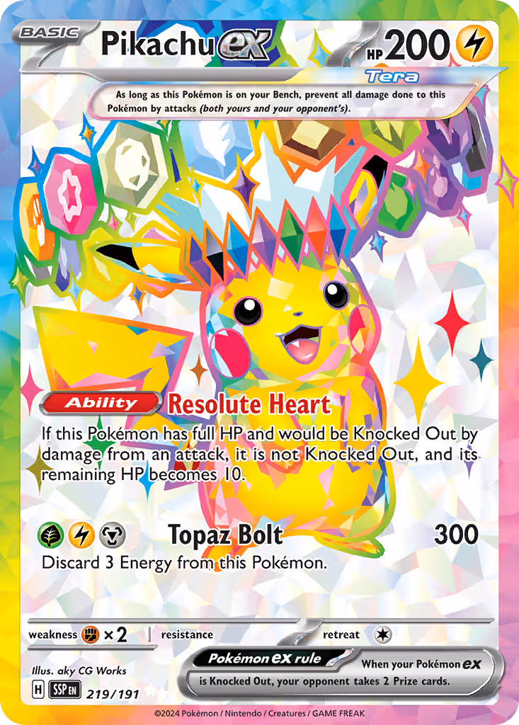 Pikachu ex 219/191 Pokemon card