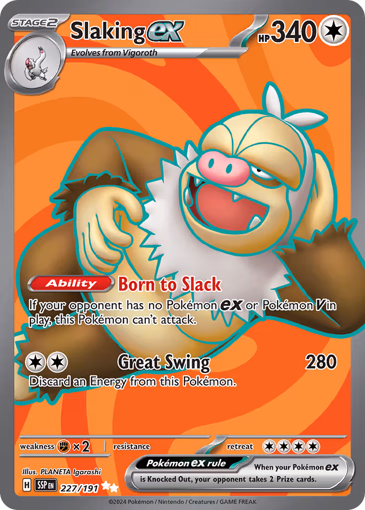 Slaking ex 227/191 Pokemon card
