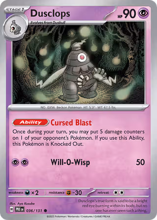 Dusclops 36/131 Pokemon card