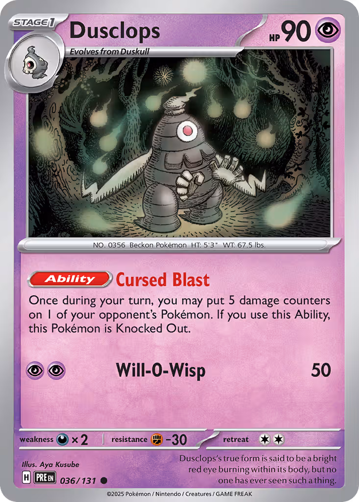 Dusclops 36/131 Pokemon card
