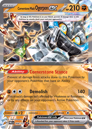 Cornerstone Mask Ogerpon ex 58/131 Pokemon card