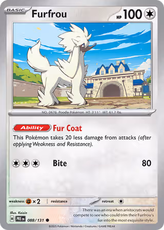 Furfrou 88/131 Pokemon card