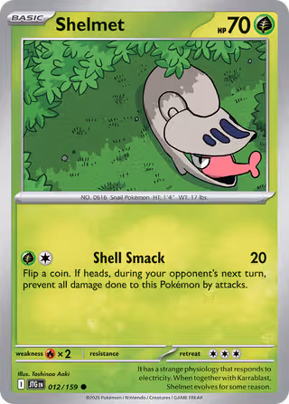Shelmet 12/159 Pokemon card