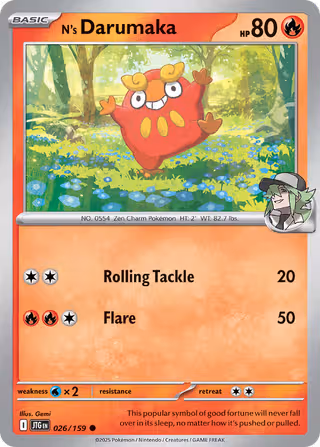 N's Darumaka 26/159 Pokemon card