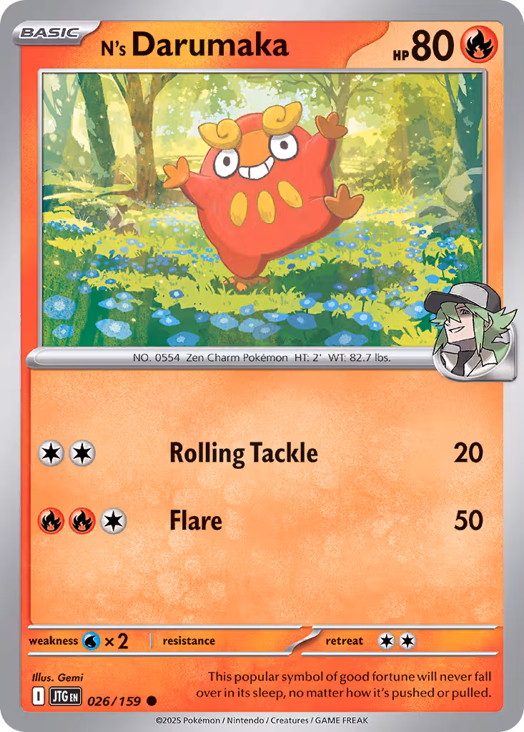 N's Darumaka 26/159 Pokemon card