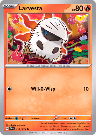 Larvesta 28/159 Pokemon card