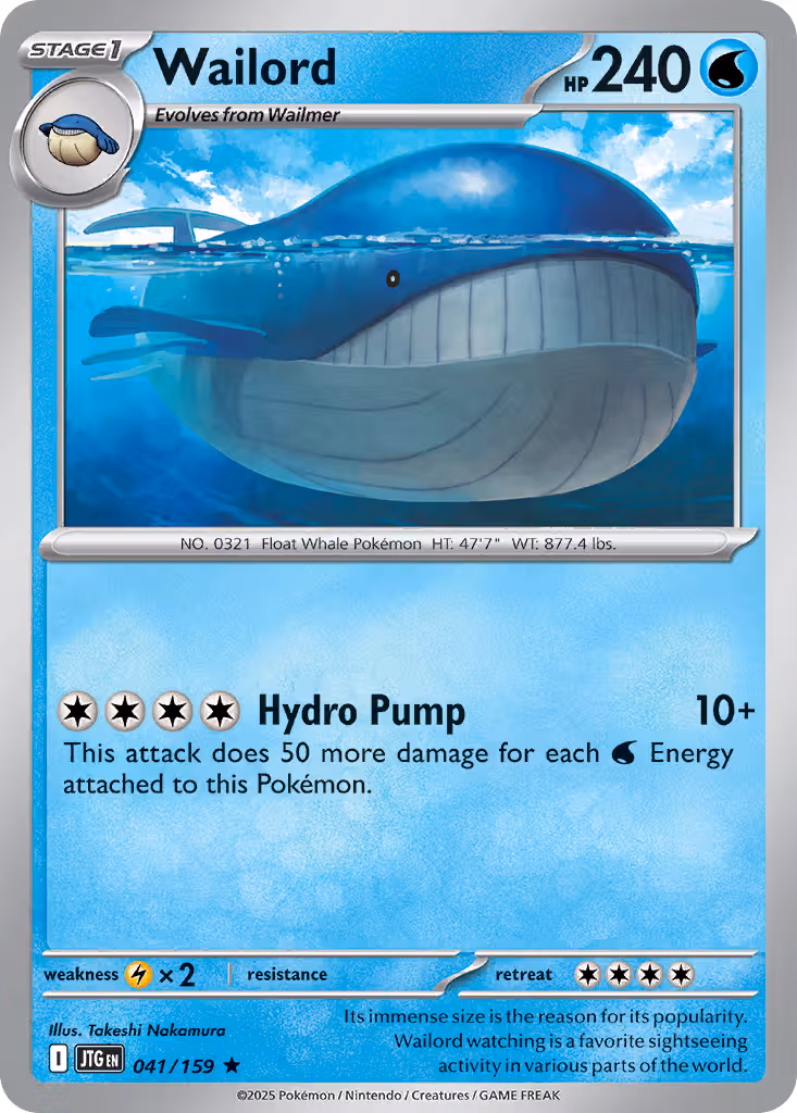 Wailord 41/159 Pokemon card