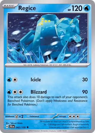 Regice 42/159 Pokemon card