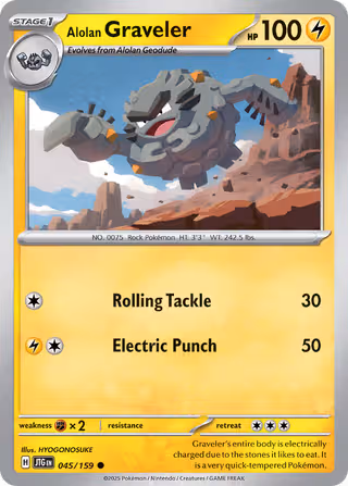 Alolan Graveler 45/159 Pokemon card