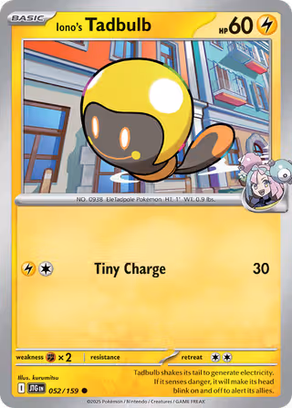 Iono's Tadbulb 52/159 Pokemon card