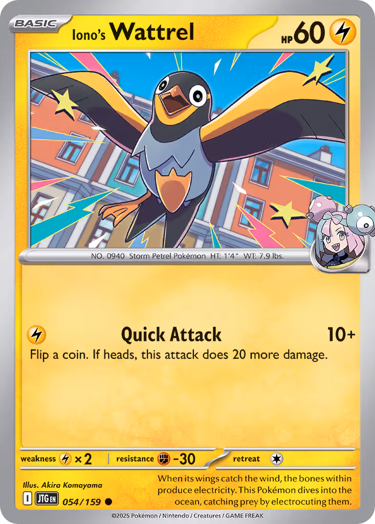 Iono's Wattrel 54/159 Pokemon card