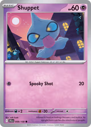 Shuppet 59/159 Pokemon card