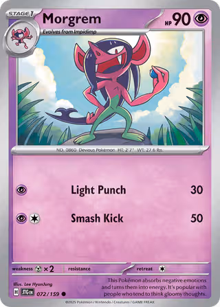 Morgrem 72/159 Pokemon card