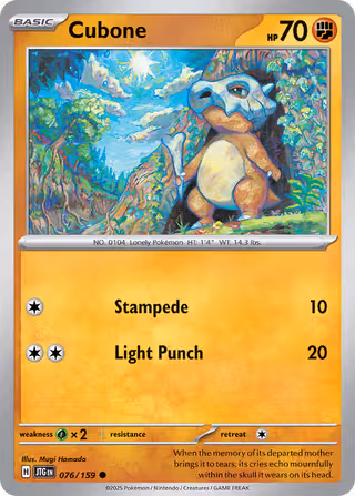 Cubone 76/159 Pokemon card