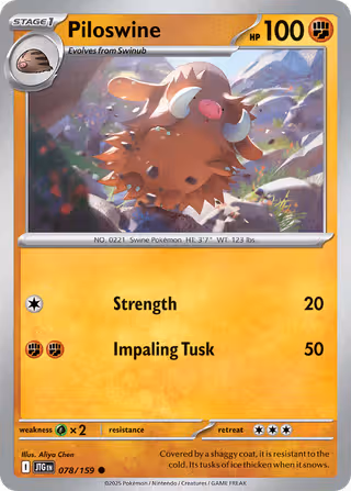 Piloswine 78/159 Pokemon card
