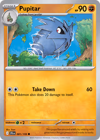 Pupitar 81/159 Pokemon card