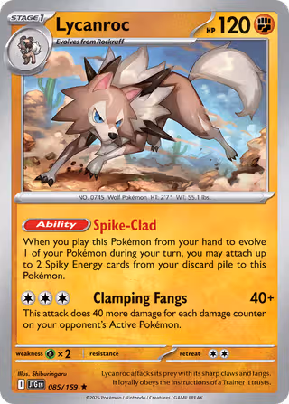 Lycanroc 85/159 Pokemon card