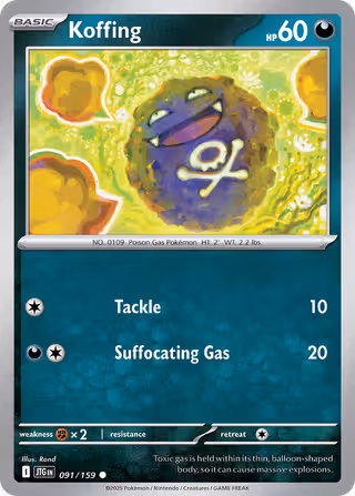 Koffing 91/159 Pokemon card