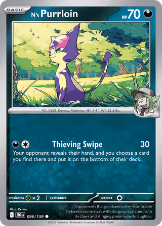 N's Purrloin 96/159 Pokemon card
