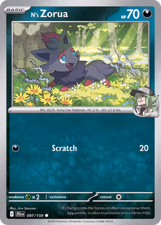 N's Zorua 97/159 Pokemon card
