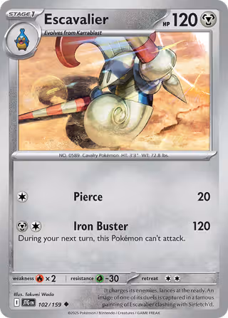 Escavalier 102/159 Pokemon card