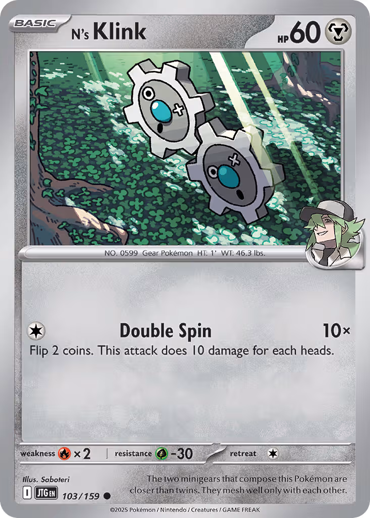 N's Klink 103/159 Pokemon card