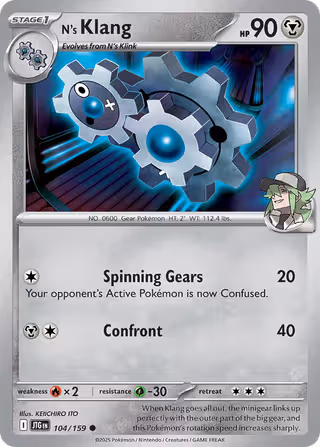 N's Klang 104/159 Pokemon card