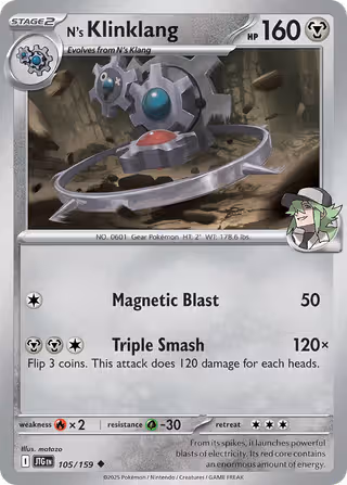 N's Klinklang 105/159 Pokemon card