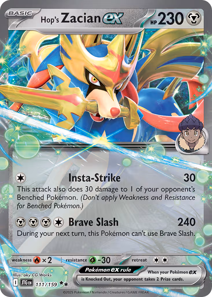 Hop's Zacian ex 111/159 Pokemon card