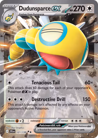 Dudunsparce ex 121/159 Pokemon card