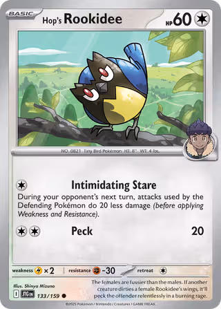 Hop's Rookidee 133/159 Pokemon card