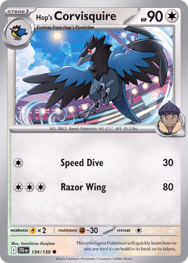 Hop's Corvisquire 134/159 Pokemon card