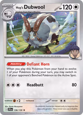 Hop's Dubwool 136/159 Pokemon card