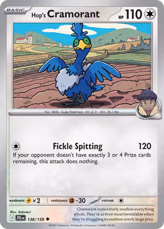 Hop's Cramorant 138/159 Pokemon card