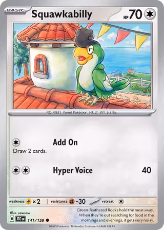 Squawkabilly 141/159 Pokemon card