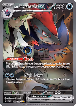 N's Zoroark ex 185/159 Pokemon card