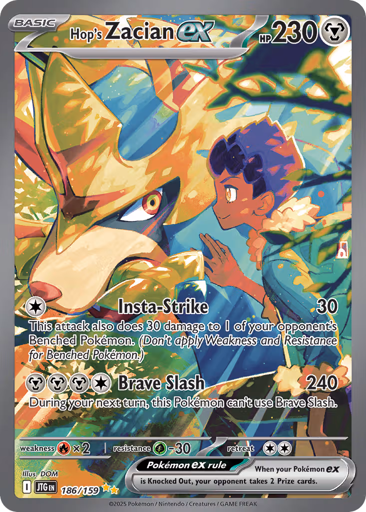 Hop's Zacian ex 186/159 Pokemon card