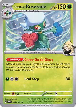 Cynthia's Roserade 8/182 Pokemon card