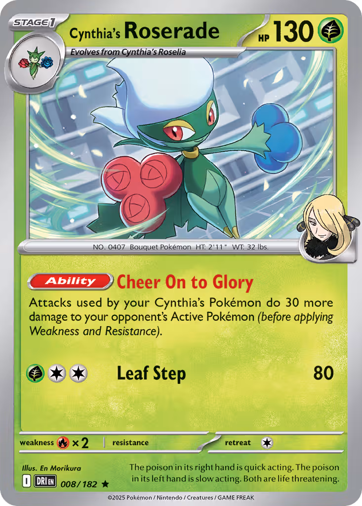 Cynthia's Roserade 8/182 Pokemon card