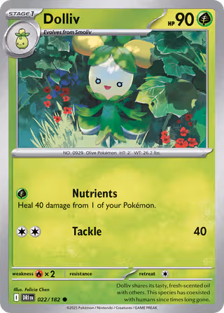Dolliv 22/182 Pokemon card