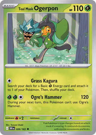 Teal Mask Ogerpon 26/182 Pokemon card