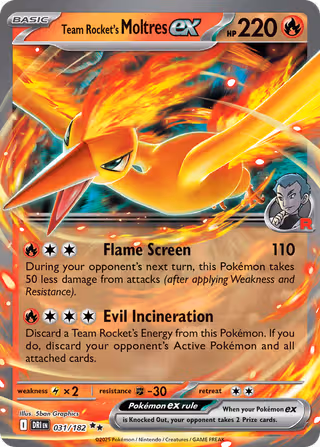 Team Rocket's Moltres ex 31/182 Pokemon card